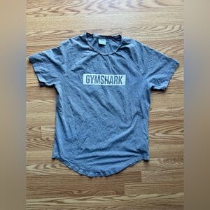 Gymshark T Shirt Mens Large Gray Curved Hem Performance Stretch Spell Out